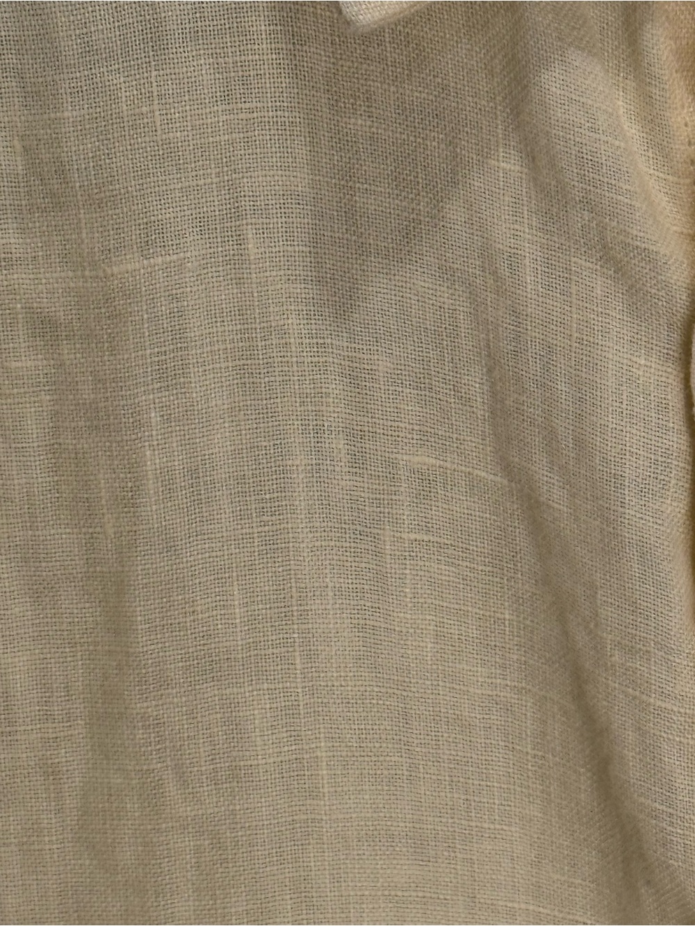 100% Linen Relaxed Cream Short-Sleeve Crop Top - Picture 3 of 5